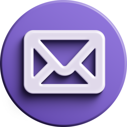 Purple round 3D envelope icon